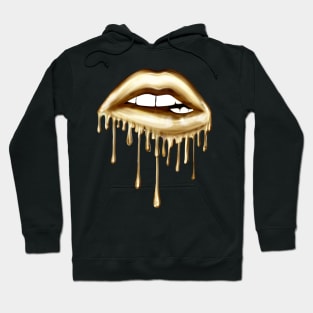 Metallic Dripping Gold Lips Hoodie